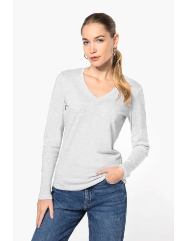 K-KA382-LADIES' LONG-SLEEVED V-NECK T-SHIRT